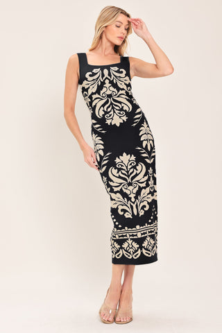 GREEK ISLE GLAM JACQUARD MIDI DRESS - Glamourous Grace