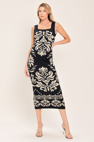 GREEK ISLE GLAM JACQUARD MIDI DRESS - Glamourous Grace