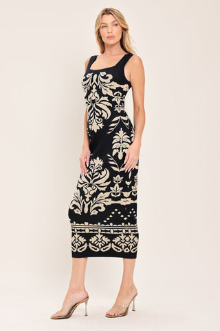 GREEK ISLE GLAM JACQUARD MIDI DRESS - Glamourous Grace