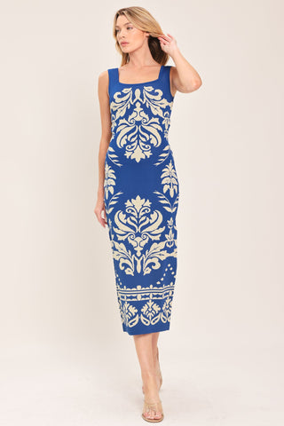 GREEK ISLE GLAM JACQUARD MIDI DRESS - Glamourous Grace