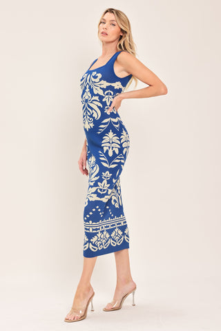 GREEK ISLE GLAM JACQUARD MIDI DRESS - Glamourous Grace