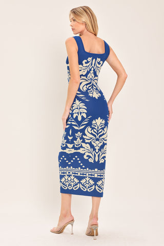 GREEK ISLE GLAM JACQUARD MIDI DRESS - Glamourous Grace