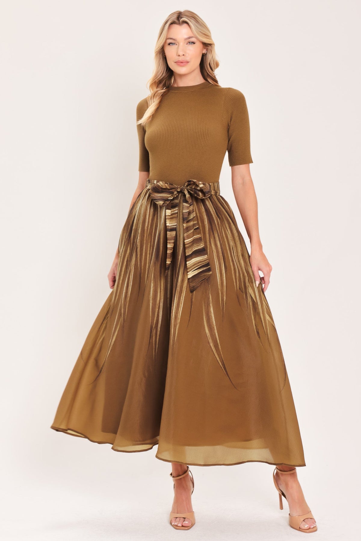 GOLDEN QUILL ROMANCE MIDI DRESS - Glamourous Grace