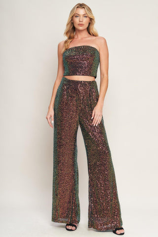 CHARMING COMPOSURE SEQUIN TOP AND BOTTOM SET - Glamourous Grace