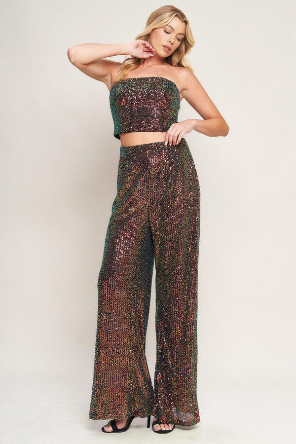 CHARMING COMPOSURE SEQUIN TOP AND BOTTOM SET - Glamourous Grace