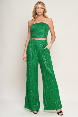 CHARMING COMPOSURE SEQUIN TOP AND BOTTOM SET - Glamourous Grace