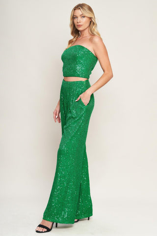 CHARMING COMPOSURE SEQUIN TOP AND BOTTOM SET - Glamourous Grace