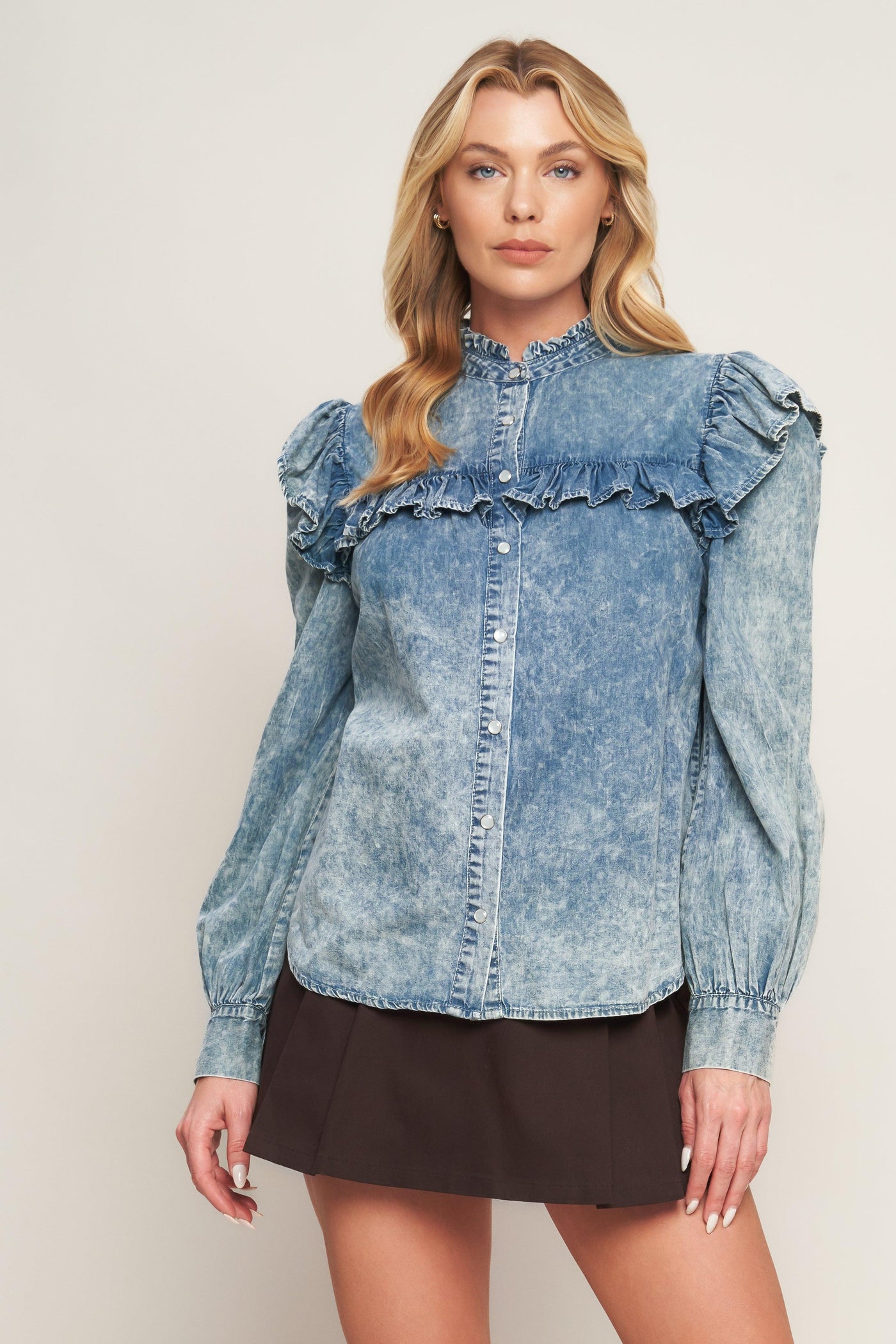 WESTERN CHIC DENIM TOP - Glamourous Grace