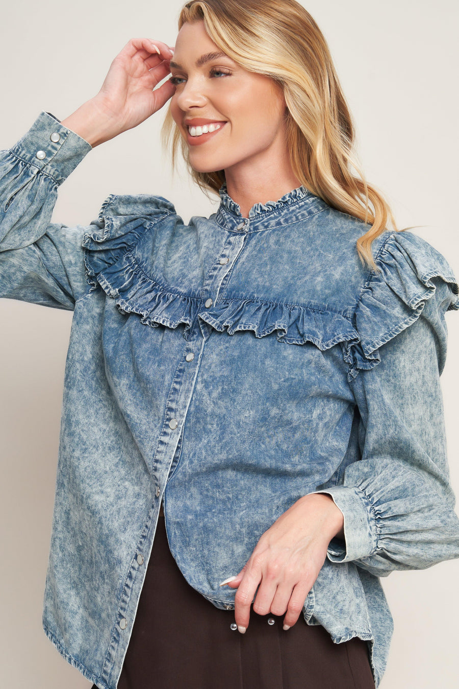 WESTERN CHIC DENIM TOP - Glamourous Grace