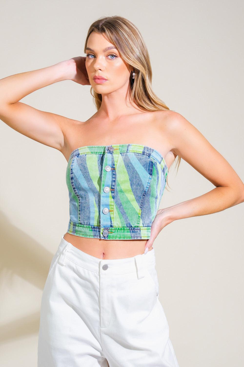 NAVIGATING LIFE DENIM TOP - Glamourous Grace