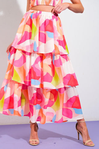 ABSOLUTE EDGE PINK WOVEN TOP AND SKIRT - Glamourous Grace