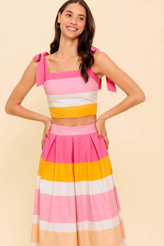 THE SPACE BETWEEN PINK WOVEN TOP AND SKIRT SET - Glamourous Grace