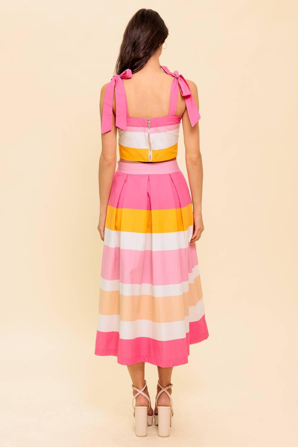 THE SPACE BETWEEN PINK WOVEN TOP AND SKIRT SET - Glamourous Grace