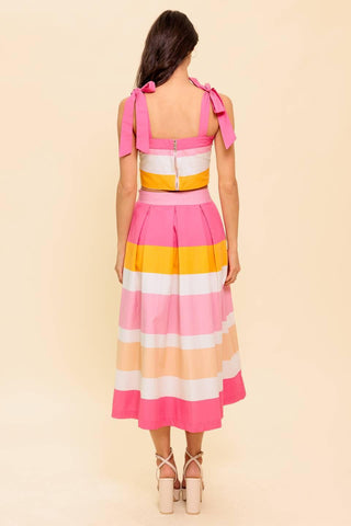 THE SPACE BETWEEN PINK WOVEN TOP AND SKIRT SET - Glamourous Grace