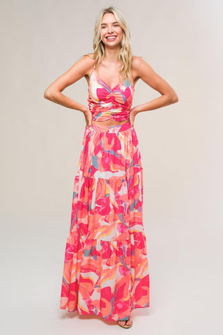ROMANTICALLY SPEAKING WOVEN TOP AND SKIRT SET - Glamourous Grace