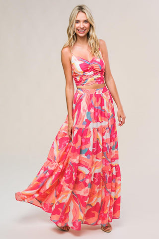 ROMANTICALLY SPEAKING WOVEN TOP AND SKIRT SET - Glamourous Grace