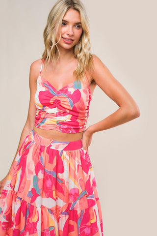 ROMANTICALLY SPEAKING WOVEN TOP AND SKIRT SET - Glamourous Grace