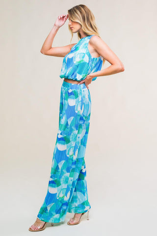 MARITIME MUSE WOVEN PLISSE TOP AND PANT SET - Glamourous Grace