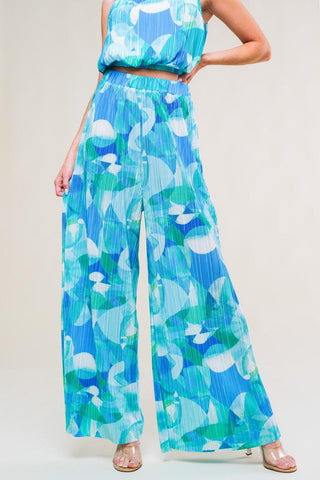 MARITIME MUSE WOVEN PLISSE TOP AND PANT SET - Glamourous Grace