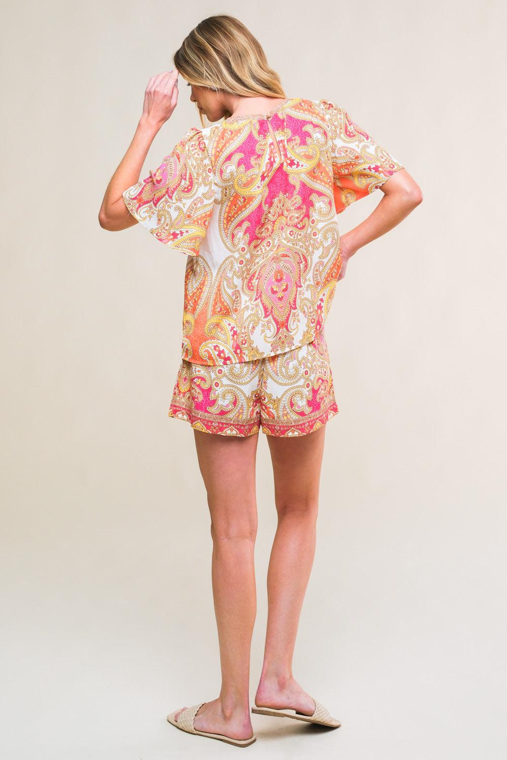 SCARLET SYMPHONY WOVEN TOP AND SHORT SET - Glamourous Grace
