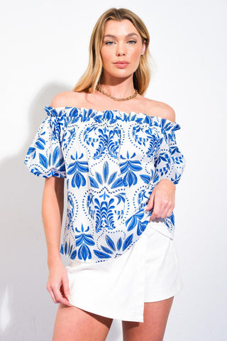 DIVIDE AND CONTOUR WOVEN TOP - Glamourous Grace