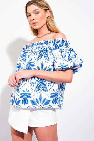 DIVIDE AND CONTOUR WOVEN TOP - Glamourous Grace