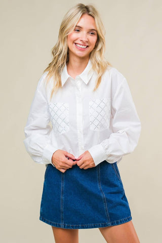 REFINED BREEZE BUTTON-UP TOP - Glamourous Grace