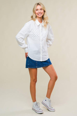 REFINED BREEZE BUTTON-UP TOP - Glamourous Grace