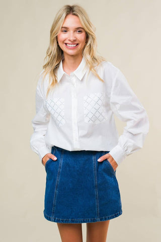 REFINED BREEZE BUTTON-UP TOP - Glamourous Grace