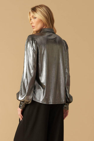 FLIRTY VIBES FOIL COATED TOP - Glamourous Grace