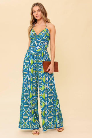 STUN LIKE ME NAVY WOVEN TOP AND PANT SET - Glamourous Grace