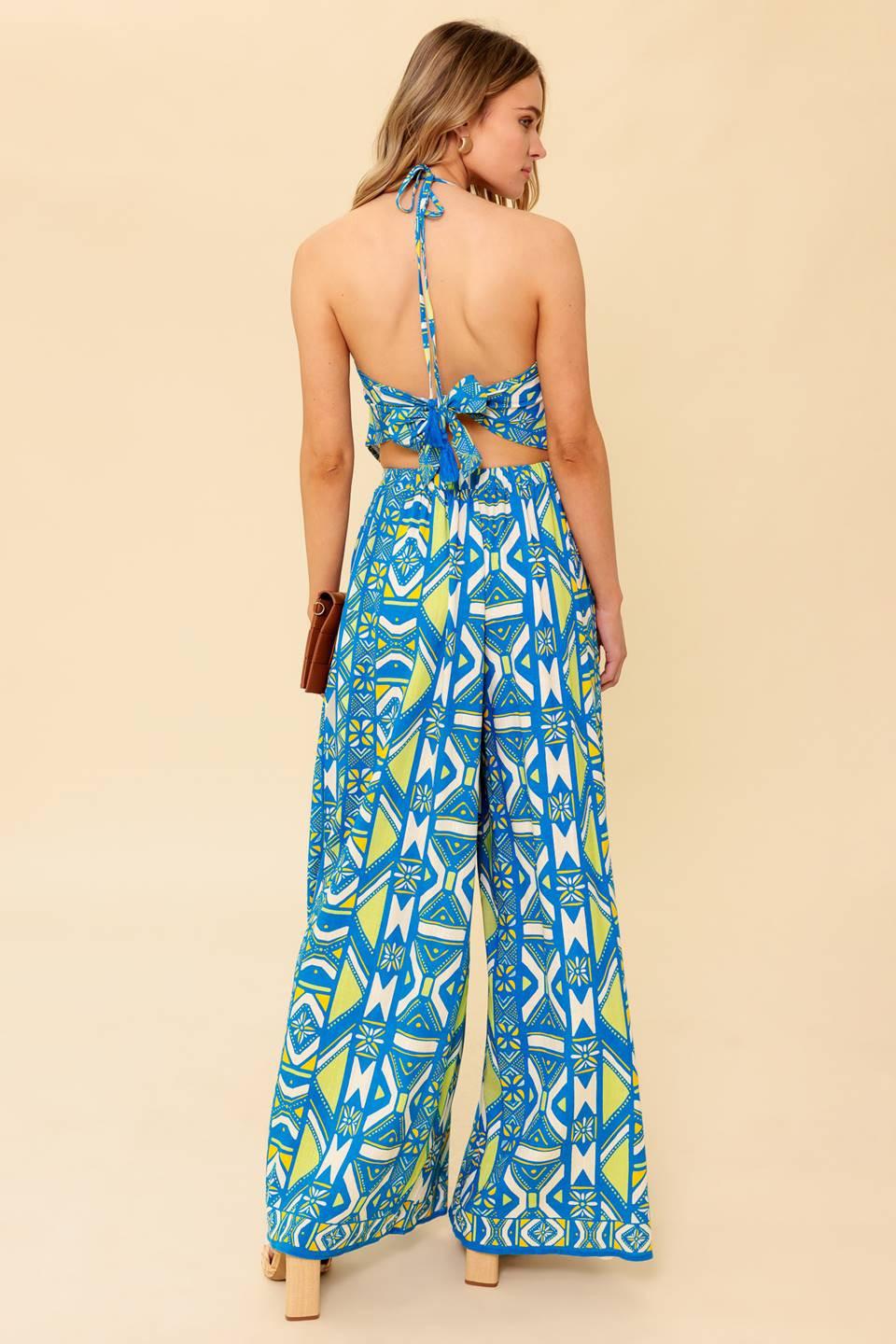 STUN LIKE ME NAVY WOVEN TOP AND PANT SET - Glamourous Grace