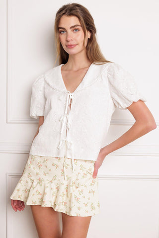 WHAT WILL BE EYELET WOVEN TOP - Glamourous Grace