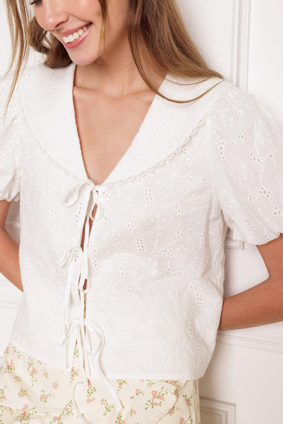 WHAT WILL BE EYELET WOVEN TOP - Glamourous Grace