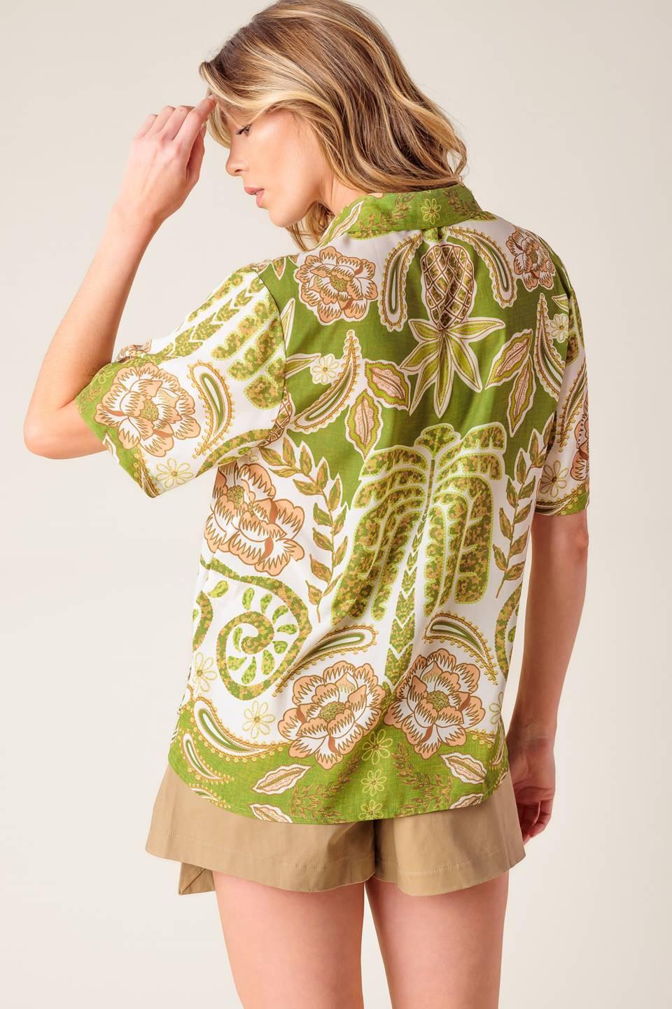 DISTANT ECHOES GREEN WOVEN SHIRT - Glamourous Grace