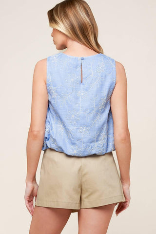 CHICEST STATE BLUE EMBROIDERED TOP - Glamourous Grace