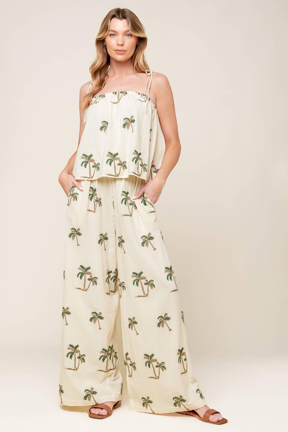 TERRIFIC TIMING IVORY WOVEN TOP AND PANT SET - Glamourous Grace