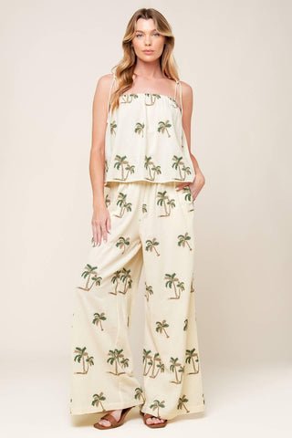 TERRIFIC TIMING IVORY WOVEN TOP AND PANT SET - Glamourous Grace