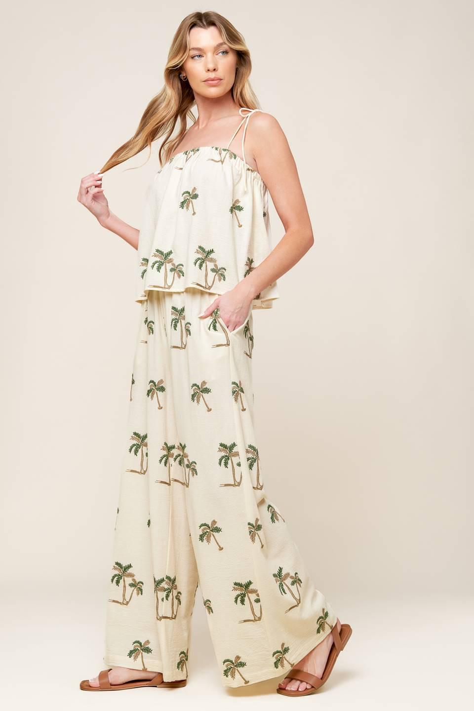TERRIFIC TIMING IVORY WOVEN TOP AND PANT SET - Glamourous Grace