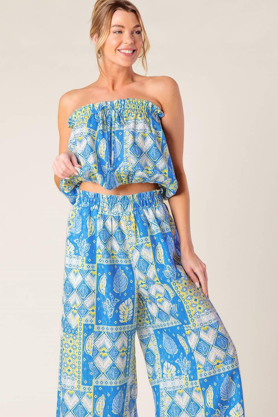 LET'S GET OUT OF TOWN WOVEN TOP AND PANT SET - Glamourous Grace