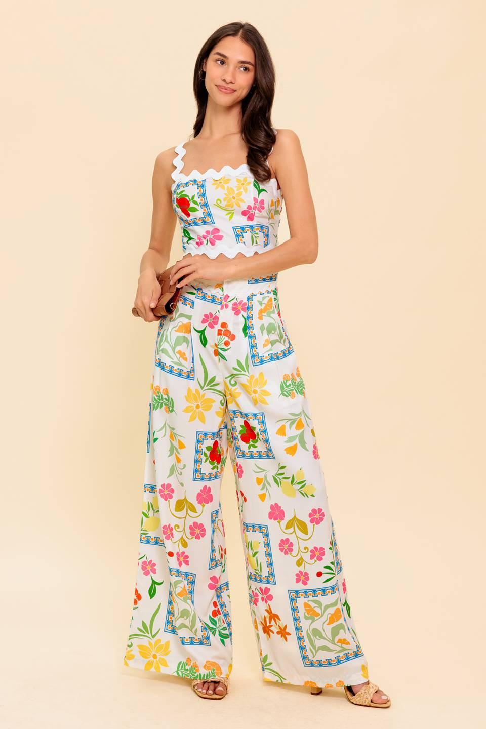 MARIGOLD IVORY WOVEN TOP AND PANT SET - Glamourous Grace