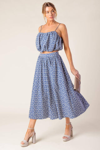 THE BEAUTY OF NOW WOVEN EYELET TOP AND SKIRT SET - Glamourous Grace