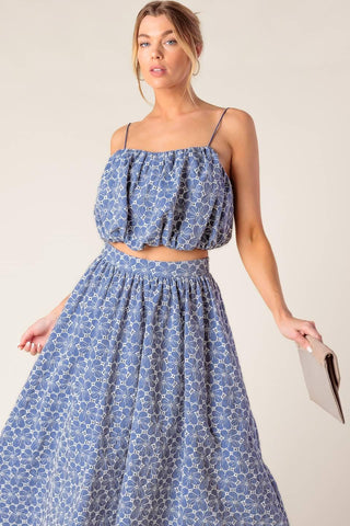 THE BEAUTY OF NOW WOVEN EYELET TOP AND SKIRT SET - Glamourous Grace