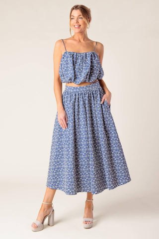THE BEAUTY OF NOW WOVEN EYELET TOP AND SKIRT SET - Glamourous Grace