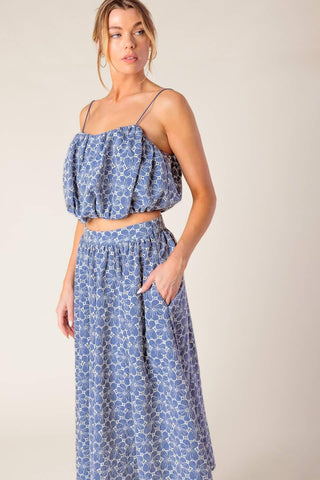 THE BEAUTY OF NOW WOVEN EYELET TOP AND SKIRT SET - Glamourous Grace