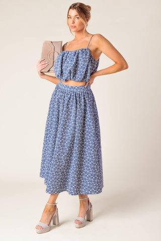 THE BEAUTY OF NOW WOVEN EYELET TOP AND SKIRT SET - Glamourous Grace
