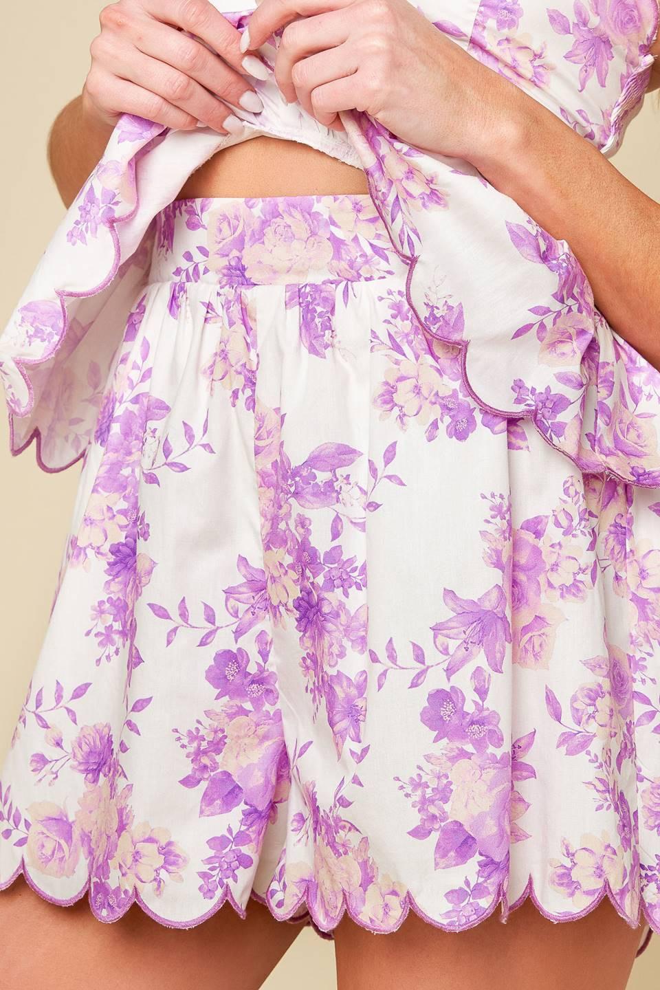 DARING DIVA LAVENDER WOVEN TOP AND SHORTS SET - Glamourous Grace