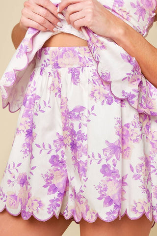 DARING DIVA LAVENDER WOVEN TOP AND SHORTS SET - Glamourous Grace