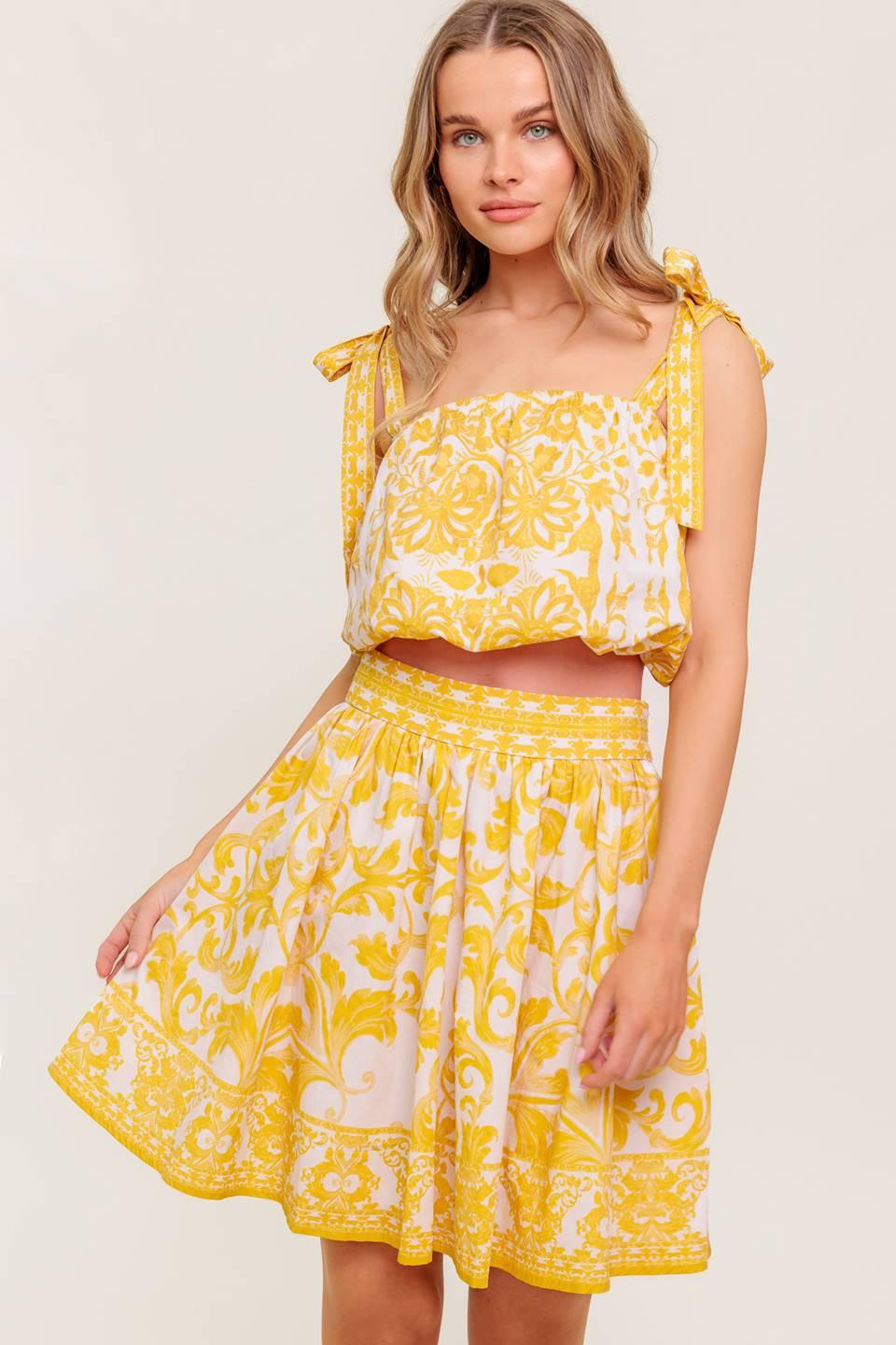 TWIG LIGHT NOIR WOVEN TOP AND SKIRT SET - Glamourous Grace