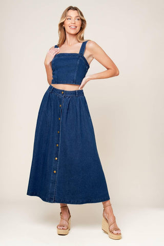 SIMPLY THE VIBE DENIM TOP AND SKIRT SET - Glamourous Grace